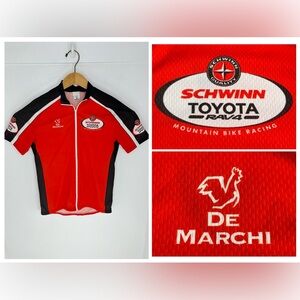 De Marchi Cycling Jersey Size Medium Red Black Full Zip‎ Red Toyota Schwinn